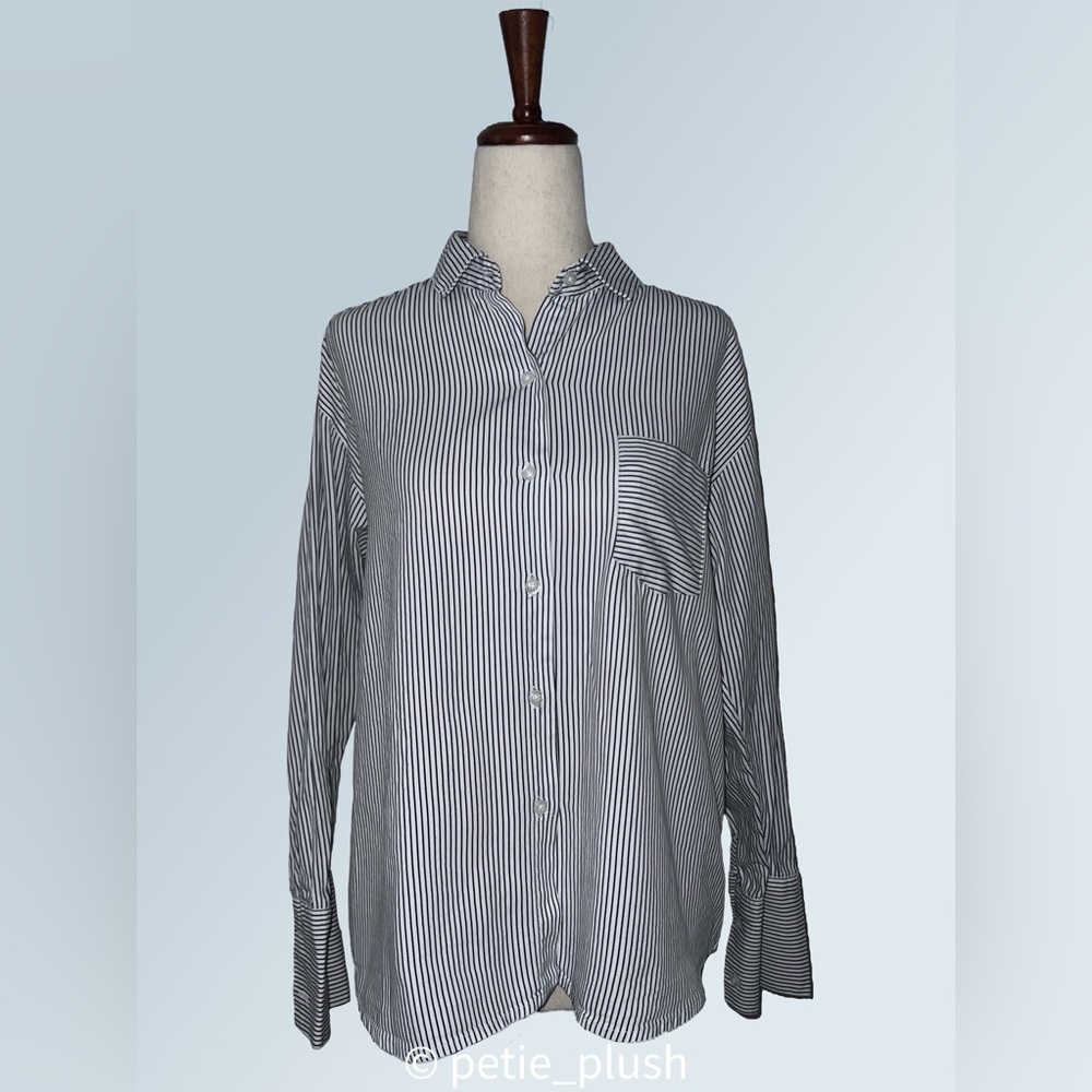 Something - Light Denim Striped Blue and White Button-Down Shirt